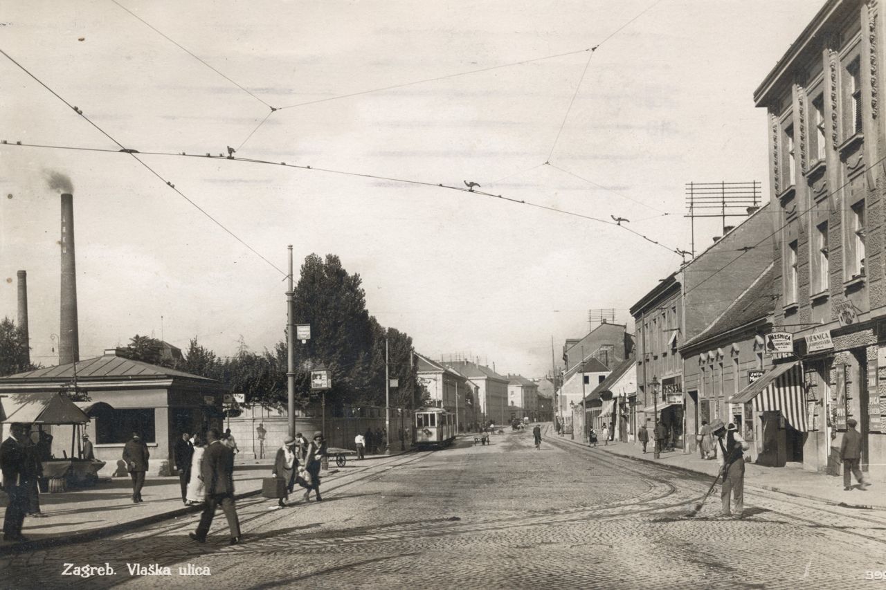 Međašni trg (današnji Kvaternikov trg), Vlaška ulica, oko 1930.-1935. godine